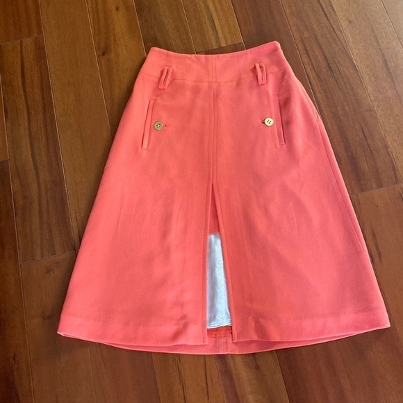 Anthropologie Leifsdottir Coral vintage look midi skirt - Picture 3 of 6